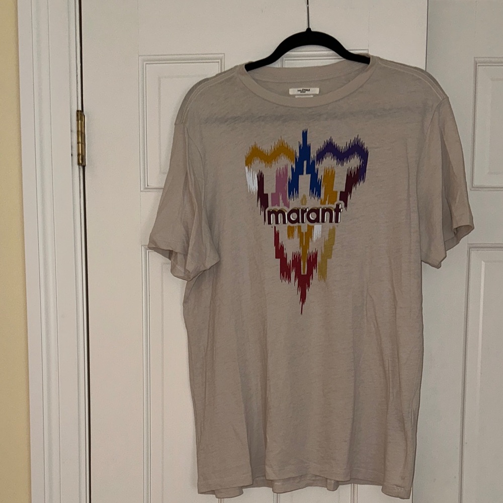 Isabel Marant Beige Tee with Colorful Graphic